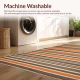 Ultra Soft Area Rug, Non Slip, Stain Resistant, Washable Area Rugs for Living Room, Bedroom, Artistic Cordaman Stripe Aesthetic(Orange)