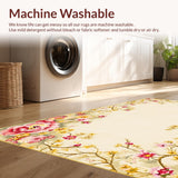 Ultra Soft Area Rug, Non Slip, Stain Resistant, Washable Area Rugs for Living Room, Bedroom, Serene Neutral Botanical Composition(Beige)