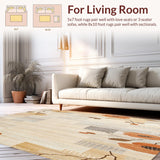 Ultra Soft Area Rug, Non Slip, Stain Resistant, Washable Area Rugs for Living Room, Bedroom, Boho Chic Area Beige and Brown Abstract Floral Modern Geometric Pa(Beige)