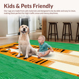 Ultra Soft Area Rug, Non Slip, Stain Resistant, Washable Area Rugs for Living Room, Bedroom, Vibrant Eclectic Print Design(Orange)