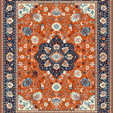 Ultra Soft Area Rug, Non Slip, Stain Resistant, Washable Area Rugs for Living Room, Bedroom, Dynamic Orange Floral Elegance(Orange)