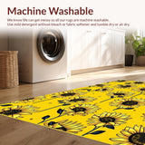 Ultra Soft Area Rug, Non Slip, Stain Resistant, Washable Area Rugs for Living Room, Bedroom, Rustic Floral Medley Circular Theme(Yellow)