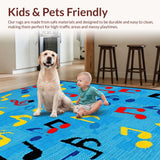 Ultra Soft Area Rug, Non Slip, Stain Resistant, Washable Area Rugs for Living Room, Bedroom, Vibrant Musical Harmony Theme(Blue)