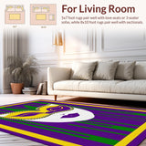 Ultra Soft Area Rug, Non Slip, Stain Resistant, Washable Area Rugs for Living Room, Bedroom, Eclectic Festive Geometric Arrangement(Purple)