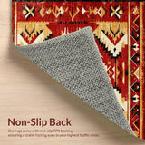 Ultra Soft Area Rug, Non Slip, Stain Resistant, Washable Area Rugs for Living Room, Bedroom, Cozy Traditional Southwestern Motif(Red)