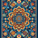 Ultra Soft Area Rug, Non Slip, Stain Resistant, Washable Area Rugs for Living Room, Bedroom, Chic Vintage-Inspired Tiled Arrangement(Blue)