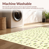 Ultra Soft Area Rug, Non Slip, Stain Resistant, Washable Area Rugs for Living Room, Bedroom, Tranquil Daisy Motif Area Duo Beige Cushioned Comfort Mat(Ivory)