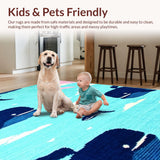 Ultra Soft Area Rug, Non Slip, Stain Resistant, Washable Area Rugs for Living Room, Bedroom, Delightful Blue Waterscape Style(Blue)