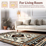 Ultra Soft Area Rug, Non Slip, Stain Resistant, Washable Area Rugs for Living Room, Bedroom, Artful Black and White Geometric Fusion(Black)