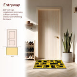 Ultra Soft Area Rug, Non Slip, Stain Resistant, Washable Area Rugs for Living Room, Bedroom, Elegant Black and Yellow Contrast(Yellow)
