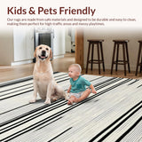 Ultra Soft Area Rug, Non Slip, Stain Resistant, Washable Area Rugs for Living Room, Bedroom, Elegant Minimalist Monochrome Stripes(Beige)