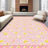 Ultra Soft Area Rug, Non Slip, Stain Resistant, Washable Area Rugs for Living Room, Bedroom, Bright Pink Botanical Appeal(Pink)