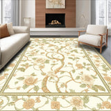 Ultra Soft Area Rug, Non Slip, Stain Resistant, Washable Area Rugs for Living Room, Bedroom, Elegant Floral Vines Area Graceful Beige Patterned Floor(Ivory)