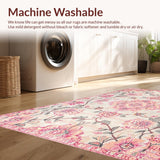 Ultra Soft Area Rug, Non Slip, Stain Resistant, Washable Area Rugs for Living Room, Bedroom, Chic Blush Floral Medallion(Pink)