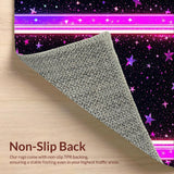 Ultra Soft Area Rug, Non Slip, Stain Resistant, Washable Area Rugs for Living Room, Bedroom, Playful Iridescent Star Motif(Black)