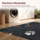 Ultra Soft Area Rug, Non Slip, Stain Resistant, Washable Area Rugs for Living Room, Bedroom, Sophisticated Graphite Paw Print Style(Black)