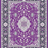 Ultra Soft Area Rug, Non Slip, Stain Resistant, Washable Area Rugs for Living Room, Bedroom, Intricate Classic Medallion Style(Purple)