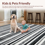 Ultra Soft Area Rug, Non Slip, Stain Resistant, Washable Area Rugs for Living Room, Bedroom, Bold Black & White Runner(Black)