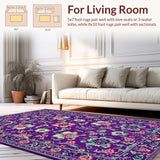 Ultra Soft Area Rug, Non Slip, Stain Resistant, Washable Area Rugs for Living Room, Bedroom, Stylish Vibrant Linear Design(Purple)