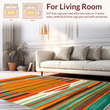 Ultra Soft Area Rug, Non Slip, Stain Resistant, Washable Area Rugs for Living Room, Bedroom, Chic Color Blocked Patterned Delight(Orange)