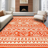 Ultra Soft Area Rug, Non Slip, Stain Resistant, Washable Area Rugs for Living Room, Bedroom, Classic Curved Line Decorative Accent(Orange)