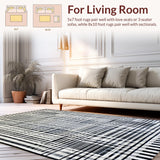 Ultra Soft Area Rug, Non Slip, Stain Resistant, Washable Area Rugs for Living Room, Bedroom, Geometric Black & White Area Rug:  Boho Chic Design(Black)