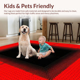 Ultra Soft Area Rug, Non Slip, Stain Resistant, Washable Area Rugs for Living Room, Bedroom, Eclectic Dark Patterned Surface Art(Red)