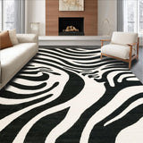 Ultra Soft Area Rug, Non Slip, Stain Resistant, Washable Area Rugs for Living Room, Bedroom, Artistic Monochrome Wildlife Pattern Rug With Minimalist Stripe Aesthetic(Black)