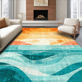 Ultra Soft Area Rug, Non Slip, Stain Resistant, Washable Area Rugs for Living Room, Bedroom, Vibrant Surfboard Carpet with Tropical Ocean Dreamscape Design(Orange)