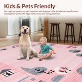 Ultra Soft Area Rug, Non Slip, Stain Resistant, Washable Area Rugs for Living Room, Bedroom, Creative Soft-Textured Artful Scene(Pink)