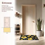 Ultra Soft Area Rug, Non Slip, Stain Resistant, Washable Area Rugs for Living Room, Bedroom, Bold Black and Yellow Petals(Yellow)