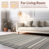 Ultra Soft Area Rug, Non Slip, Stain Resistant, Washable Area Rugs for Living Room, Bedroom, Elegant Minimalist Lattice Design(Black)