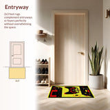Ultra Soft Area Rug, Non Slip, Stain Resistant, Washable Area Rugs for Living Room, Bedroom, Lively Graphic Playroom Accent(Yellow)