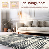 Ultra Soft Area Rug, Non Slip, Stain Resistant, Washable Area Rugs for Living Room, Bedroom, Elegant Contrasting Stripe Pattern Rug Washable Holiday Welcome Decor(Gray)