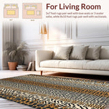 Ultra Soft Area Rug, Non Slip, Stain Resistant, Washable Area Rugs for Living Room, Bedroom, Chic Earthy Animal Motif(Brown)
