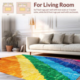 Ultra Soft Area Rug, Non Slip, Stain Resistant, Washable Area Rugs for Living Room, Bedroom, Ultra-Thin Modern Rainbow Living Room Carpet(Red)