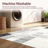 Ultra Soft Area Rug, Non Slip, Stain Resistant, Washable Area Rugs for Living Room, Bedroom, Modern Abstract Grey and White Fusion(Gray)