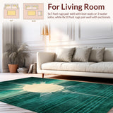 Ultra Soft Area Rug, Non Slip, Stain Resistant, Washable Area Rugs for Living Room, Bedroom, Rustic Sunburst Geometric Aesthetic(Blue)