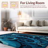 Ultra Soft Area Rug, Non Slip, Stain Resistant, Washable Area Rugs for Living Room, Bedroom, Pirate Inspired Tentacle Area Rug With Oceanic Kraken Design Elements(Blue)