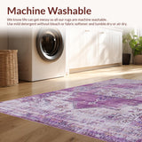Ultra Soft Area Rug, Non Slip, Stain Resistant, Washable Area Rugs for Living Room, Bedroom, Cozy Pastel Medallion Touch(Purple)