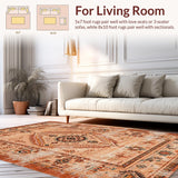 Ultra Soft Area Rug, Non Slip, Stain Resistant, Washable Area Rugs for Living Room, Bedroom, Elegant Tribal Geometric Arrangement(Orange)