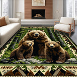 Ultra Soft Area Rug, Non Slip, Stain Resistant, Washable Area Rugs for Living Room, Bedroom, Cozy Winter Lodge Motif(Brown)