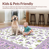 Ultra Soft Area Rug, Non Slip, Stain Resistant, Washable Area Rugs for Living Room, Bedroom, Charming Spring Floral Aesthetic(White)