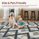 Ultra Soft Area Rug, Non Slip, Stain Resistant, Washable Area Rugs for Living Room, Bedroom, Rustic Textured Diamond Layout Design(Gray)
