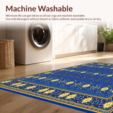 Ultra Soft Area Rug, Non Slip, Stain Resistant, Washable Area Rugs for Living Room, Bedroom, Geometric Spotted Bedside(Blue)