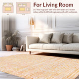 Ultra Soft Area Rug, Non Slip, Stain Resistant, Washable Area Rugs for Living Room, Bedroom, Contemporary Peach Carpet Boasting Gold Circular Motifs And Fine Line Details(Beige)