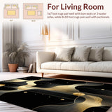 Dramatic Black and Gold Swirling Composition(Black)