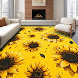 Ultra Soft Area Rug, Non Slip, Stain Resistant, Washable Area Rugs for Living Room, Bedroom, Sunny Springtime Floral Composition(Yellow)