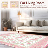 Ultra Soft Area Rug, Non Slip, Stain Resistant, Washable Area Rugs for Living Room, Bedroom, Spring Floral Area(Pink)