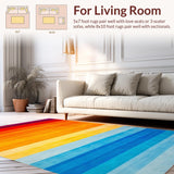 Ultra Soft Area Rug, Non Slip, Stain Resistant, Washable Area Rugs for Living Room, Bedroom, Artistic Contemporary Rainbow Flow(Orange)